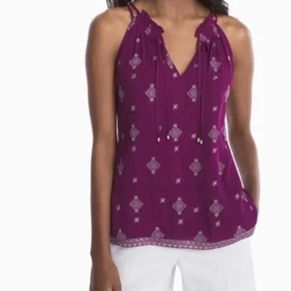 White House Black Market Tops - WHBM Plum Embroidered Sleeveless Top Size X Small